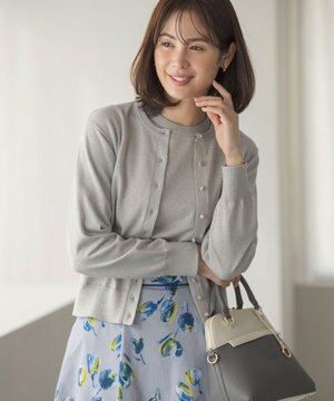  【WEB限定・2SET】5分袖ラメ入りアンサンブルニット