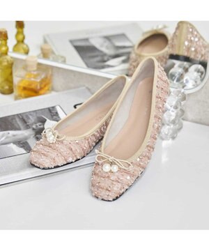  <carino>パールビジュー付きデザインバレエ