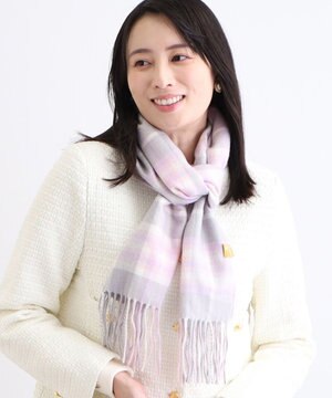  WEB限定【洗える】ミエル (miel) カシミヤ100％ チェックマフラー