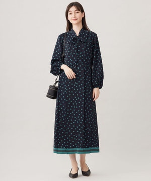 【洗える】ポルカドットプリント ワンピース