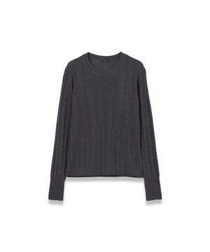  【WEB&OUTLET限定・洗える】テクスチャードレーヨン　ラウンドネックニット