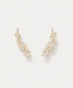  リーフグレースビジューピアス&イヤリング　ゴールド