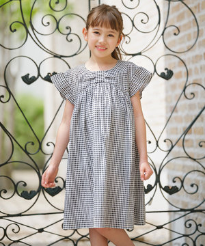  【110-140㎝】ギンガムサッカー ワンピース