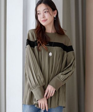  配色ラインプリーツプルオーバー