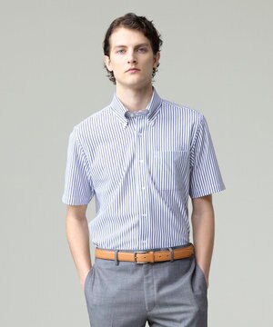  酷暑の清潔感もこれ一枚で【吸水速乾 / 抗菌防臭 / 防シワ】【J.PRESS OXFORD JERSEY】カノコインレイストライプ 半袖シャツ / B.D.