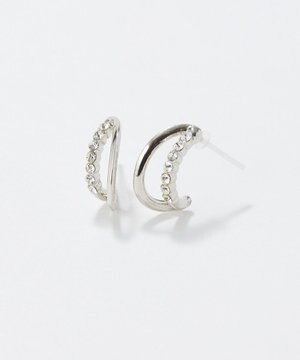  〈アレルギー対応〉ブリリアントダブルフープセラミックピアス　シルバー