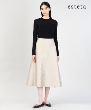  【エステータ】シャイニージャカード フレアスカート