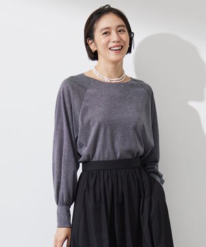  【洗える】ラメシアー トップス