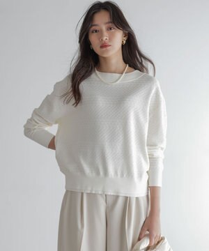  編み柄ディテールニット