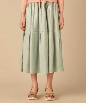 【WEB限定】【TOCCA LAVENDER】Leather-like Satin Pleats Skirt スカート