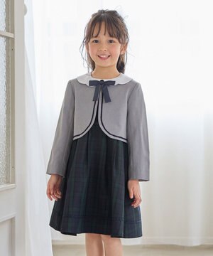 【2点セット】ノーカラー ボレロジャケット+襟付き ワンピース