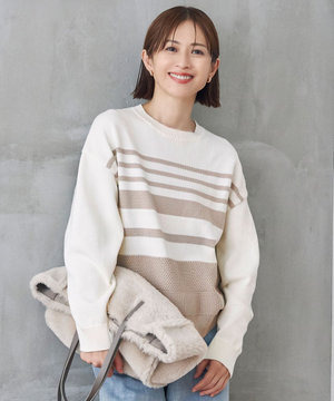 【洗える】コットンポリミドルゲージ ニット