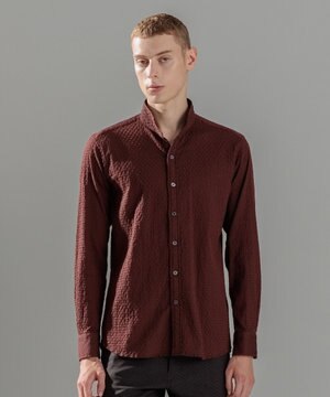  トライジャガードストレッチ　ウィングカラーシャツ