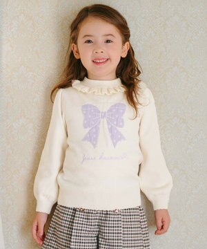  首フリルしあわせタッチニット