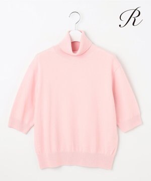  【R(アール)】ウールカシミヤ 5分袖 タートルネックニット