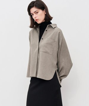 ウォッシャブルウールライクツイル ドルマンシャツ