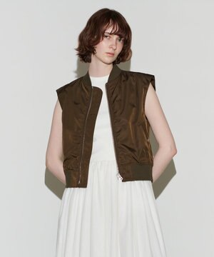 【Nave　洗える】リサイクルツイル ノースリーブブルゾン