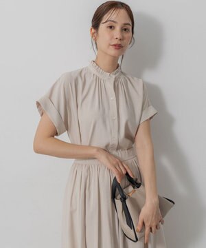  バウンディングシャーティング バンドカラーフリル ブラウス