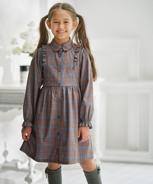  【150-160㎝】リセチェックシャツ ワンピース