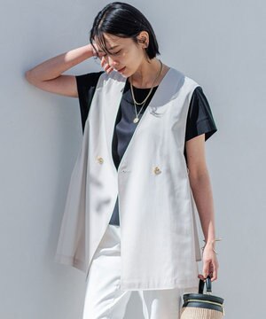  【洗える】シアーマットクロス ジレ