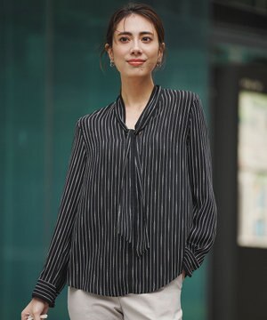  【新色追加】BackSatinAmunzen 配色ボウタイブラウス