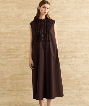  【R(アール)】ルミナスコットン フロントフリル ワンピース