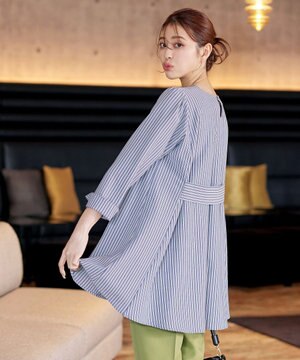 【小倉優子さん着用・選べる袖TYPE・洗える】バックフレアチュニック