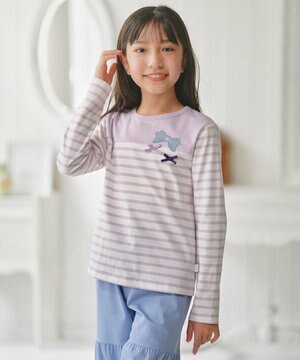  【110-140㎝】 リボンボーダー Tシャツ