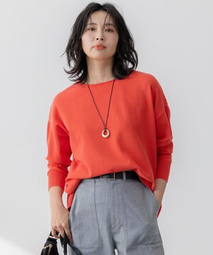  【洗える】コットンポリエステルストレッチ オーバーサイズ ニット