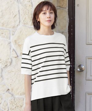  【接触冷感・UVカット・WEB限定カラーあり】クレープストレッチプルオーバー ニット