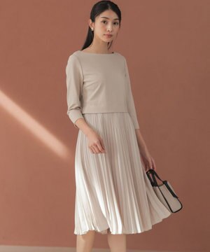 【KUMIKYOKU NAVY】ジャージーコンビプリーツ ワンピース