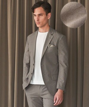 圧倒的清涼感・８つの夏機能【接触冷感/通気性/軽量/撥水…等】クールドッツ セットアップジャケット_ヘリンボーンプリント（25年モデル）