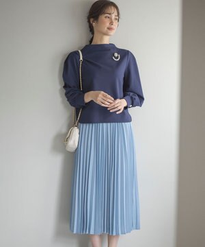  【WEB限定・2SET】ポンチトップス×プリーツスカートセットアップ