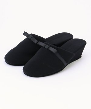  【巾着ポーチ付き】リボンヒールスリッパ