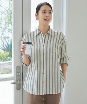  【洗える】テンセルリネンベーシック シャツ