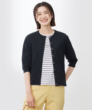  【洗える・抗菌防臭】COTTON ACETATE DRY クルーネック カーディガン