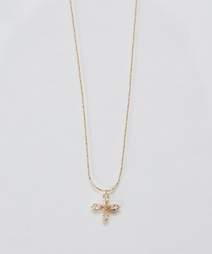  【金属アレルギー対応】フォーペタルズビジューネックレス/ニッケルフリー ゴールド