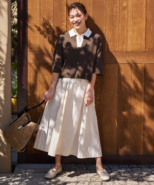  【2SET】バイカラーポロニット×スカートセット