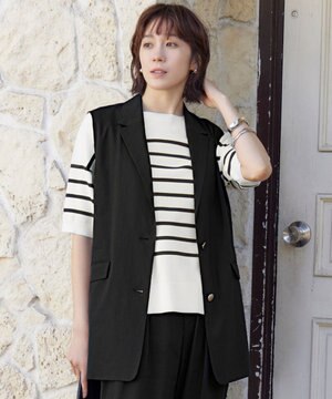  【セットアップ対応・洗える】LIPストレッチテーラード ジレ