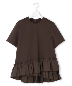  【R(アール)】クロスフリルジャージー ランダムフリル Tシャツ