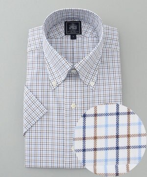  【EXTRA COMFORT / 形態安定・ストレッチ・抗菌防臭・速乾】ピンオックス サマーチェック 半袖シャツ/B.D.