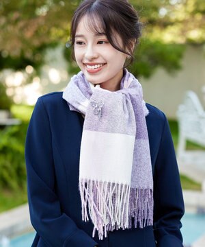  大判チェックマフラー