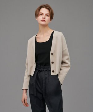 ミラノリブ ニットショートカーディガン