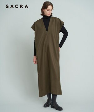  【SACRA】ハイカウントメルトン ワンピース