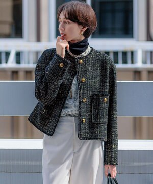  【滝沢眞規子さん着用】GIOLICA ボタン ツイード ジャケット