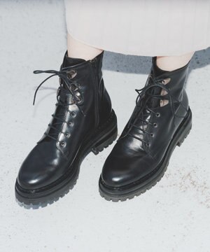  【LucaGrossi/ルカグロッシ】レースアップサイドジップショートブーツ