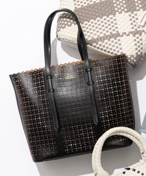  フェイクレザー カットアウト トートバッグ