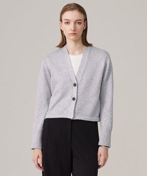  【洗える】リッチシャインニット カーディガン