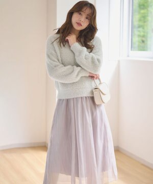 【洗える】ニット×フレアスカート セットアップ