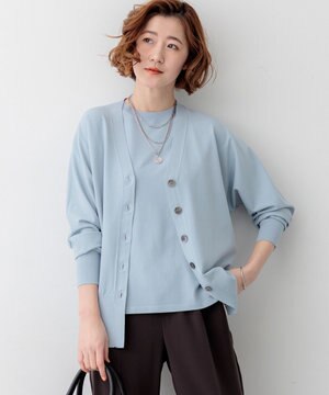 【LEE掲載】レーヨンポリエステルストレッチ Vネック カーディガン